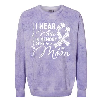 I Wear White In Memory Of My Mom Lung Cancer Awareness Month Great Gift Colorblast Crewneck Sweatshirt