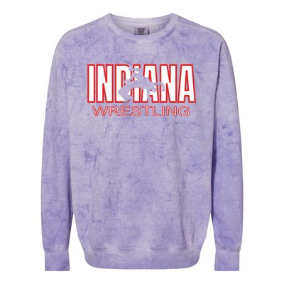 Indiana Wrestler Wrestling Team State Pride Gift Colorblast Crewneck Sweatshirt