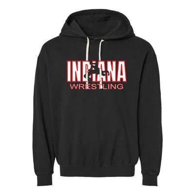 Indiana Wrestler Wrestling Team State Pride Gift Garment-Dyed Fleece Hoodie