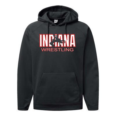 Indiana Wrestler Wrestling Team State Pride Gift Performance Fleece Hoodie