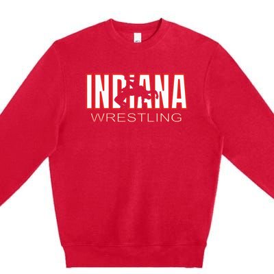 Indiana Wrestler Wrestling Team State Pride Gift Premium Crewneck Sweatshirt