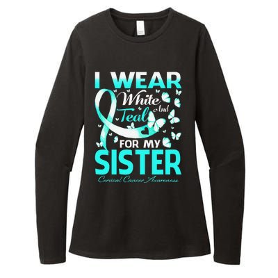 I Wear White And Teal For My Sister Cervical Cancer Womens CVC Long Sleeve Shirt