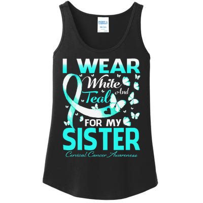 I Wear White And Teal For My Sister Cervical Cancer Ladies Essential Tank