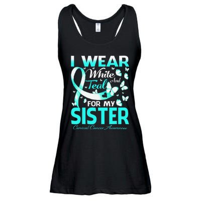 I Wear White And Teal For My Sister Cervical Cancer Ladies Essential Flowy Tank