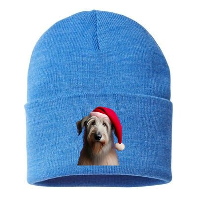 Irish Wolfhound With Santa Hat Christmas Dog Owner Lover Mom Gift Sustainable Knit Beanie