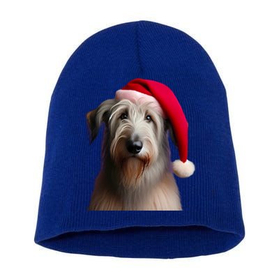 Irish Wolfhound With Santa Hat Christmas Dog Owner Lover Mom Gift Short Acrylic Beanie