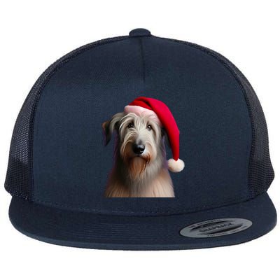 Irish Wolfhound With Santa Hat Christmas Dog Owner Lover Mom Gift Flat Bill Trucker Hat