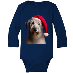 Irish Wolfhound With Santa Hat Christmas Dog Owner Lover Mom Gift Baby Long Sleeve Bodysuit