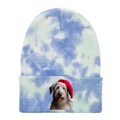 Irish Wolfhound With Santa Hat Christmas Dog Owner Lover Mom Gift Tie Dye 12in Knit Beanie