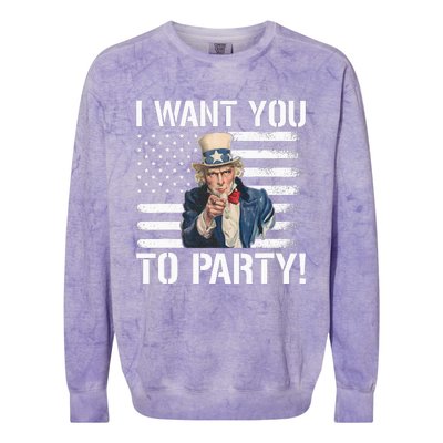 I Want You To Party Uncle Sam Funny Colorblast Crewneck Sweatshirt