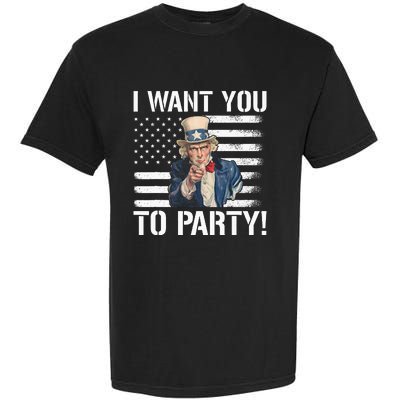 I Want You To Party Uncle Sam Funny Garment-Dyed Heavyweight T-Shirt