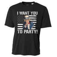 I Want You To Party Uncle Sam Funny Cooling Performance Crew T-Shirt