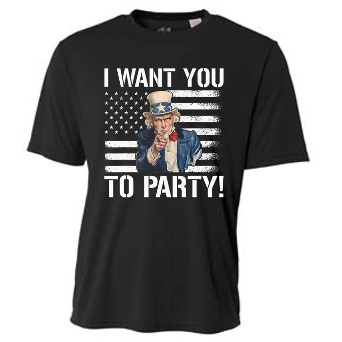 I Want You To Party Uncle Sam Funny Cooling Performance Crew T-Shirt