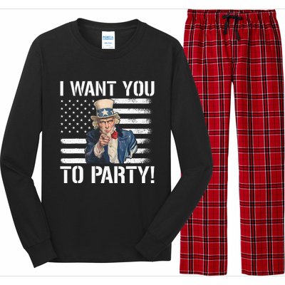 I Want You To Party Uncle Sam Funny Long Sleeve Pajama Set