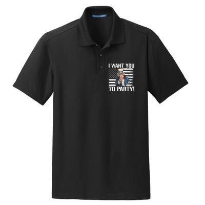 I Want You To Party Uncle Sam Funny Dry Zone Grid Polo