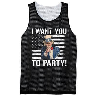 I Want You To Party Uncle Sam Funny Mesh Reversible Basketball Jersey Tank