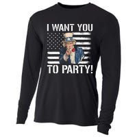 I Want You To Party Uncle Sam Funny Cooling Performance Long Sleeve Crew