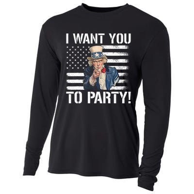 I Want You To Party Uncle Sam Funny Cooling Performance Long Sleeve Crew