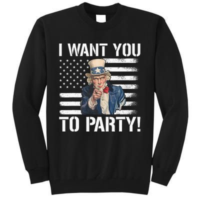 I Want You To Party Uncle Sam Funny Tall Sweatshirt