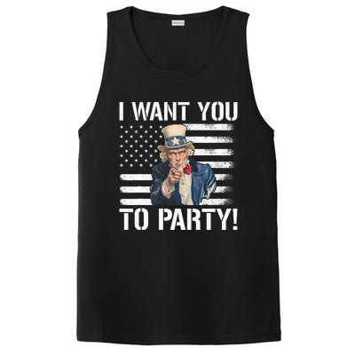 I Want You To Party Uncle Sam Funny PosiCharge Competitor Tank