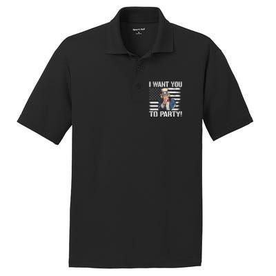 I Want You To Party Uncle Sam Funny PosiCharge RacerMesh Polo