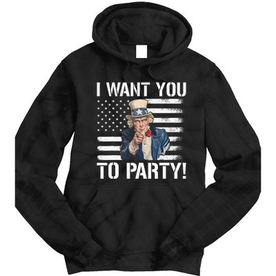 I Want You To Party Uncle Sam Funny Tie Dye Hoodie