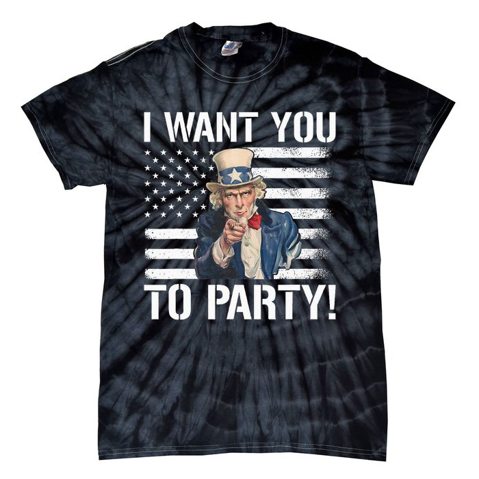 I Want You To Party Uncle Sam Funny Tie-Dye T-Shirt