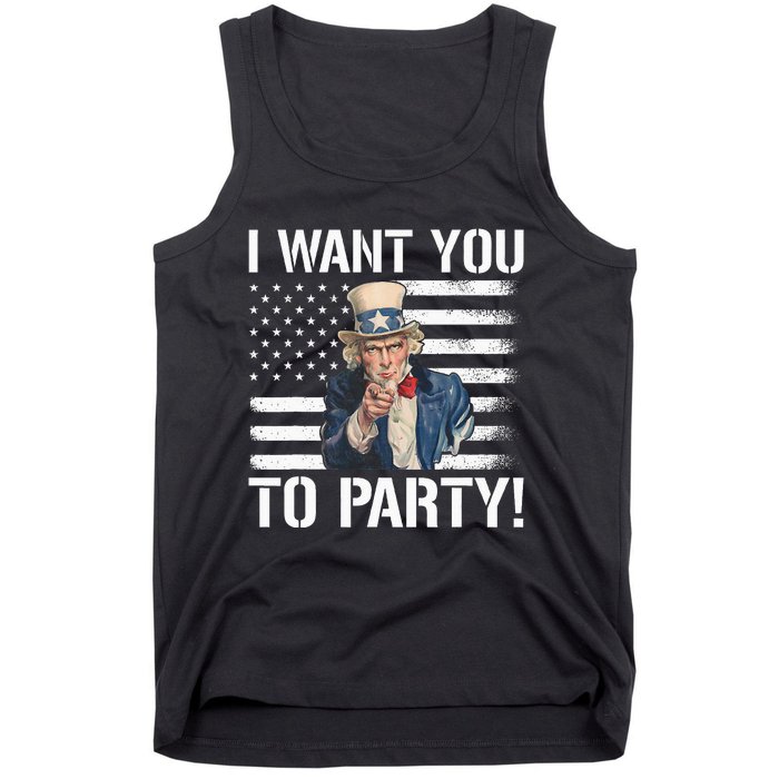 I Want You To Party Uncle Sam Funny Tank Top