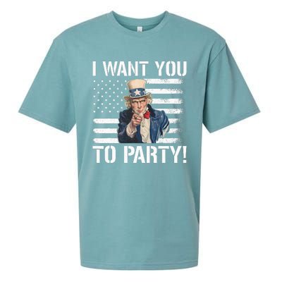 I Want You To Party Uncle Sam Funny Sueded Cloud Jersey T-Shirt