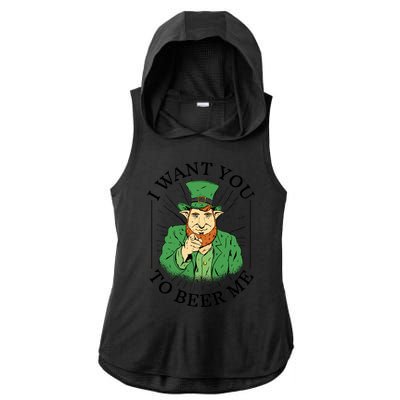 I Want You To Beer Me St Patrick's Day Ladies PosiCharge Tri-Blend Wicking Draft Hoodie Tank