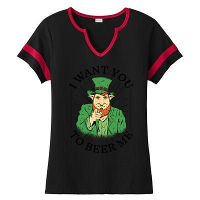 I Want You To Beer Me St Patrick's Day Ladies Halftime Notch Neck Tee