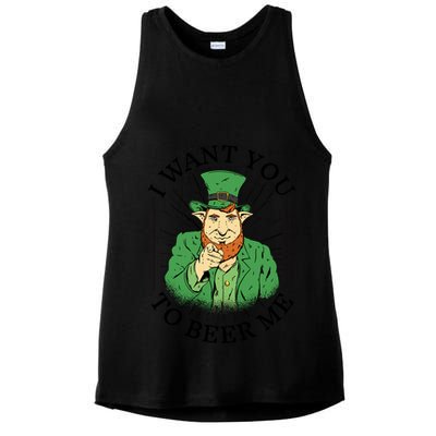 I Want You To Beer Me St Patrick's Day Ladies PosiCharge Tri-Blend Wicking Tank