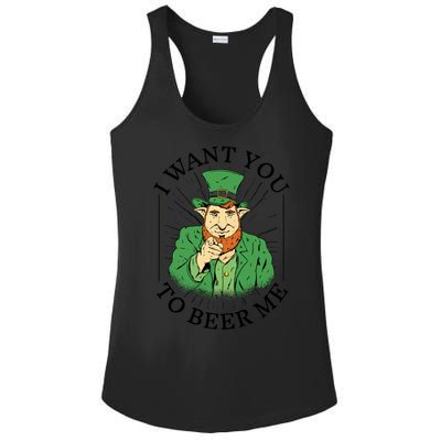 I Want You To Beer Me St Patrick's Day Ladies PosiCharge Competitor Racerback Tank