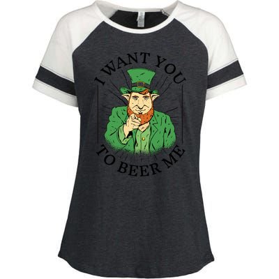 I Want You To Beer Me St Patrick's Day Enza Ladies Jersey Colorblock Tee