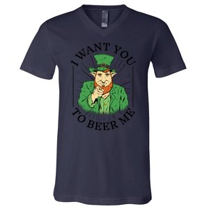 I Want You To Beer Me St Patrick's Day V-Neck T-Shirt