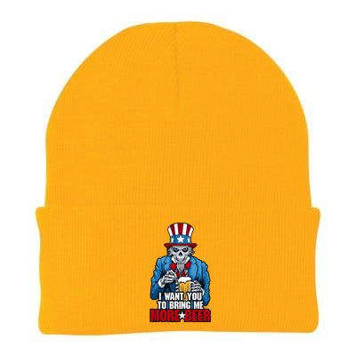 I Want You To Bring Me More Beer 4th Of July Uncle Sam Skull Gift Knit Cap Winter Beanie