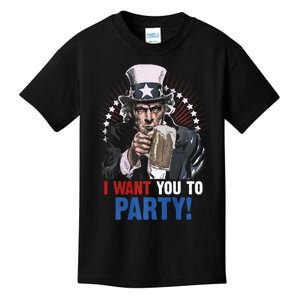 I Want You To Party! 4th Of July Uncle Sam Kids T-Shirt