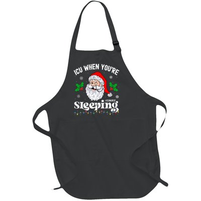 Icu When YouRe Sleeping Funny Icu Nurse Christmas Santa Long Sleeve Full-Length Apron With Pockets