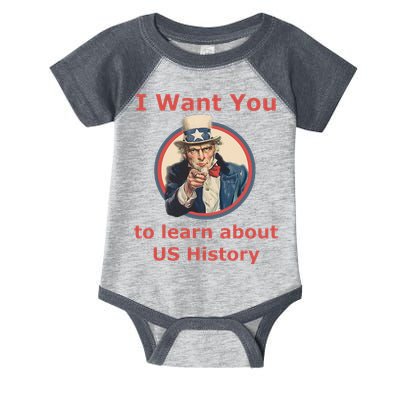 I Want You To Learn US History School Teacher Uncle Sam Infant Baby Jersey Bodysuit