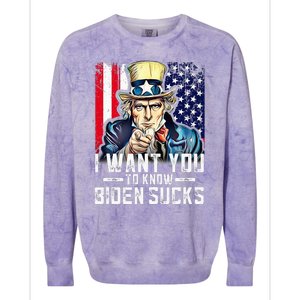 I want you to know Biden sucks - I want you  Colorblast Crewneck Sweatshirt