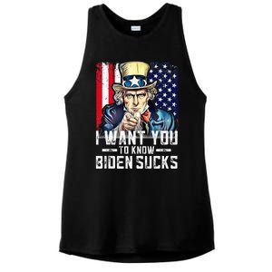 I want you to know Biden sucks - I want you  Ladies PosiCharge Tri-Blend Wicking Tank