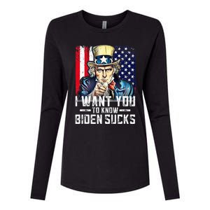 I want you to know Biden sucks - I want you  Womens Cotton Relaxed Long Sleeve T-Shirt