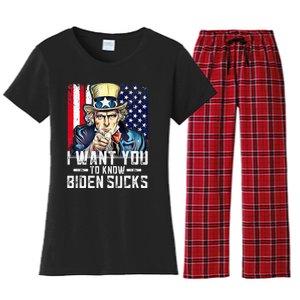 I want you to know Biden sucks - I want you  Women's Flannel Pajama Set