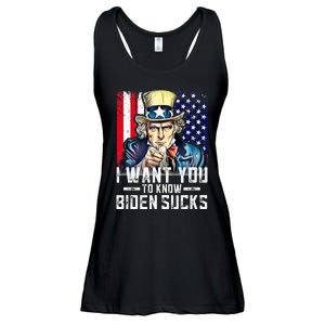 I want you to know Biden sucks - I want you  Ladies Essential Flowy Tank