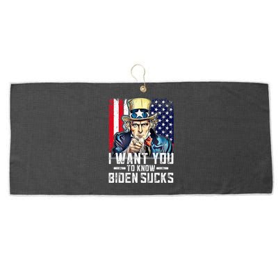 I want you to know Biden sucks - I want you  Large Microfiber Waffle Golf Towel