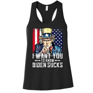 I want you to know Biden sucks - I want you  Women's Racerback Tank