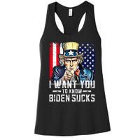 I want you to know Biden sucks - I want you  Women's Racerback Tank