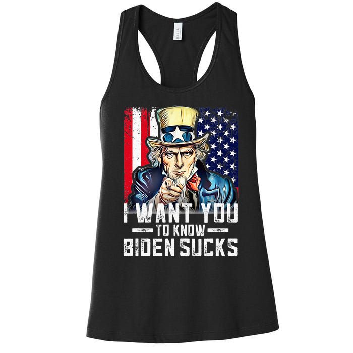 I want you to know Biden sucks - I want you  Women's Racerback Tank