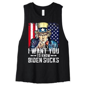 I want you to know Biden sucks - I want you  Women's Racerback Cropped Tank