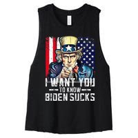 I want you to know Biden sucks - I want you  Women's Racerback Cropped Tank